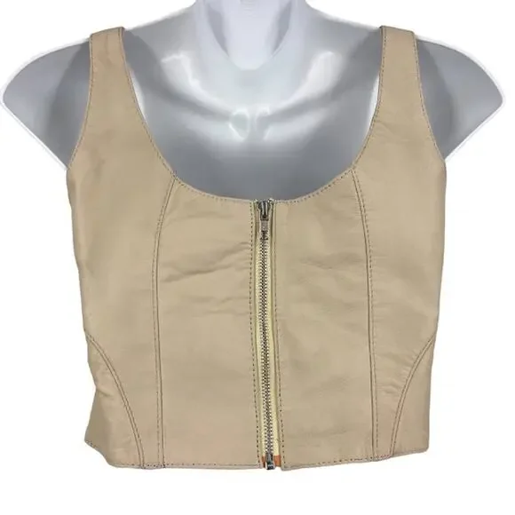 Understated Leather x Revolve Mustang Bustier Crop Top S Sleeveless Back-Zip - Picture 4 of 7